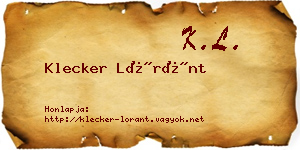 Klecker Lóránt névjegykártya