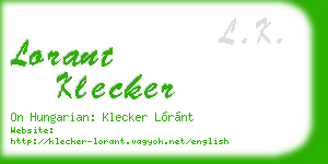 lorant klecker business card